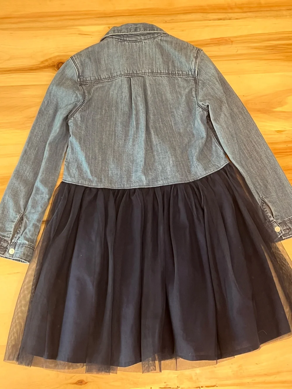 Oshkosh B’gosh Girls Navy Tulle Skirt Denim-Style Button Dress